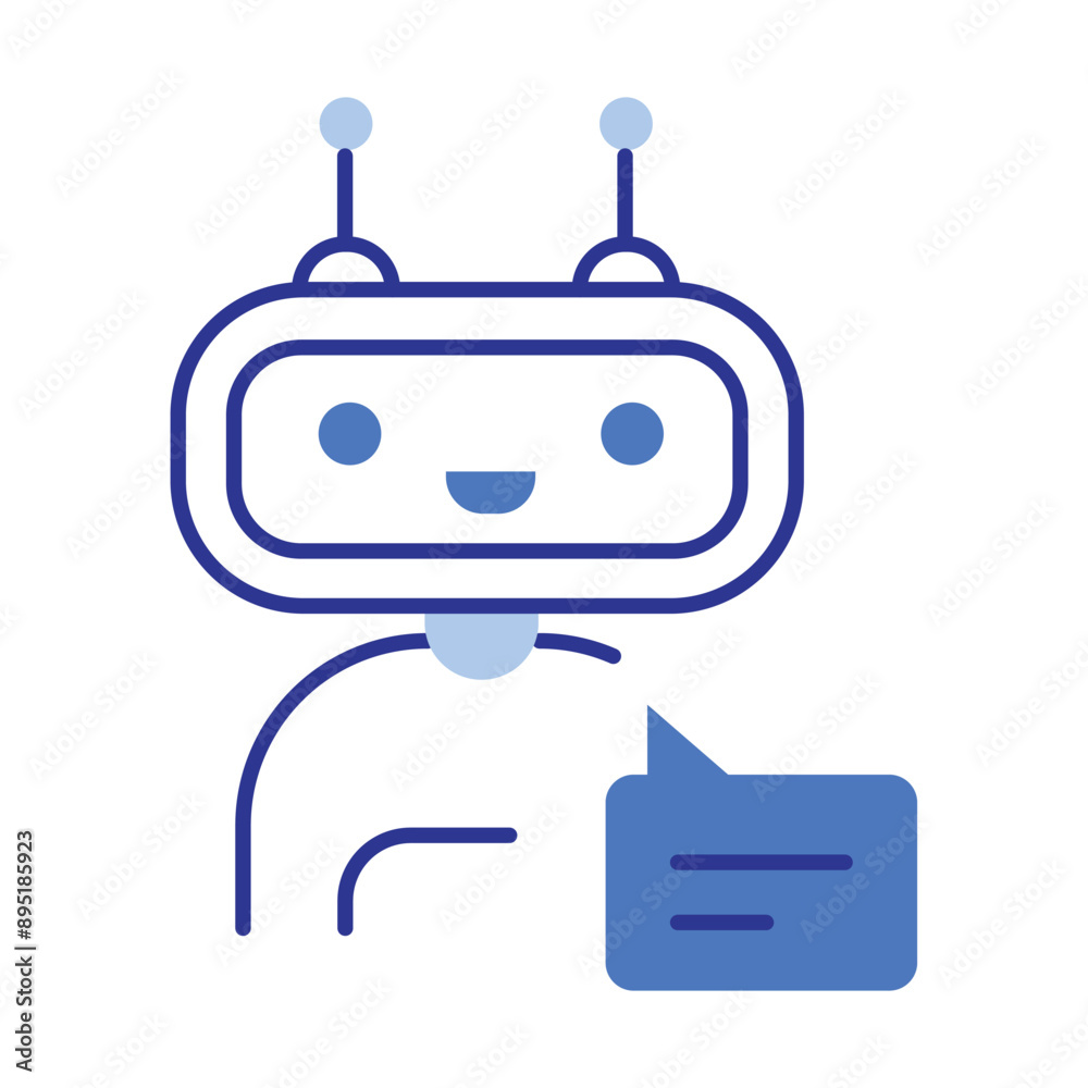 AI Customer Service Icon with Editable Stroke for Customer Support and Automation AI Customer Service Icon with Editable Stroke for Customer Support and Automation