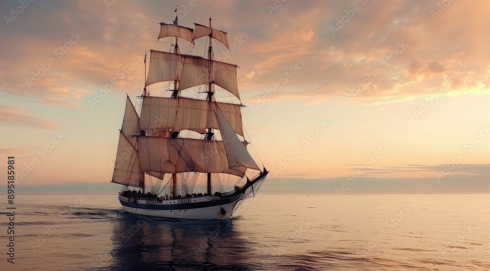 Sailing Ship at Sunset