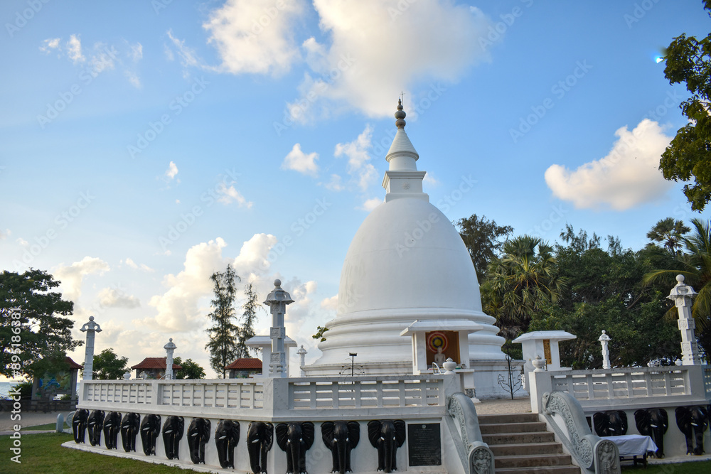 Pagoda of the Dambakola Patuna Sangamitta Temple, Port of Jambukola (Dambakola Patuna), Jaffna, Sri Lanka. Pagoda of the Dambakola Patuna Sangamitta Temple, Port of Jambukola (Dambakola Patuna), Jaffna, Sri Lanka.