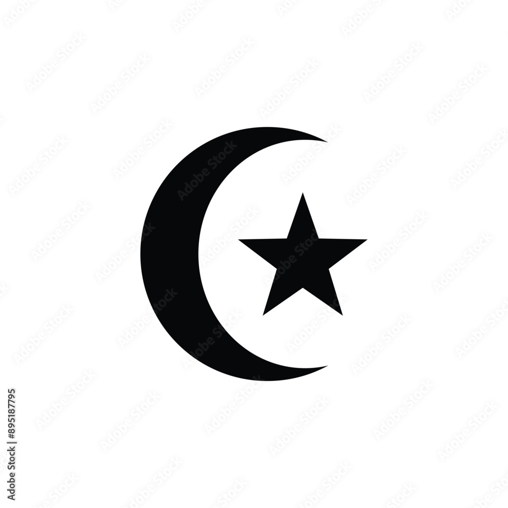 Star and crescent vector icon, Symbol of Islam icon for flags apps and web Star and crescent vector icon, Symbol of Islam icon for flags apps and web