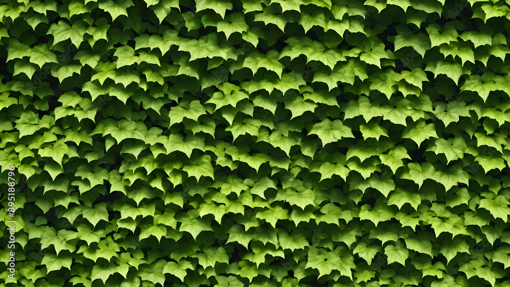 Ivy-covered wall with dense leaves. Generative AI Ivy-covered wall with dense leaves. Generative AI