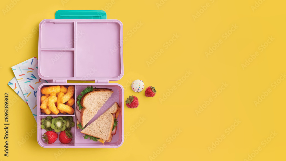 Closeup of small bento lunchbox isolated on copy-space background. Closeup of small bento lunchbox isolated on copy-space background.