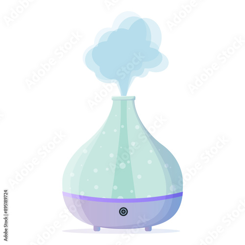 Humidifier in cartoon style. Equipment for home and office. Ultrasonic air purifier. Device for cleaning and moistening. Vector illustration EPS10.