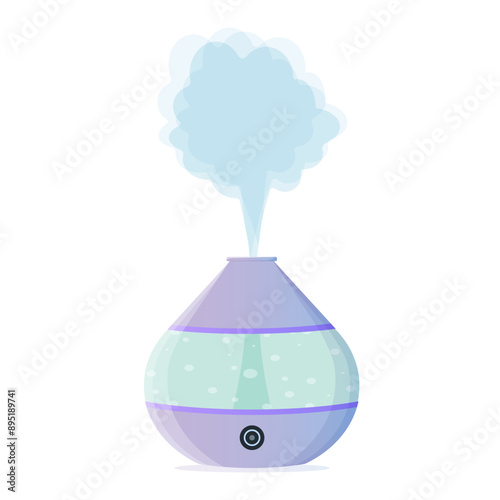 Humidifier in cartoon style. Equipment for home and office. Ultrasonic air purifier. Device for cleaning and moistening. Vector illustration EPS10.