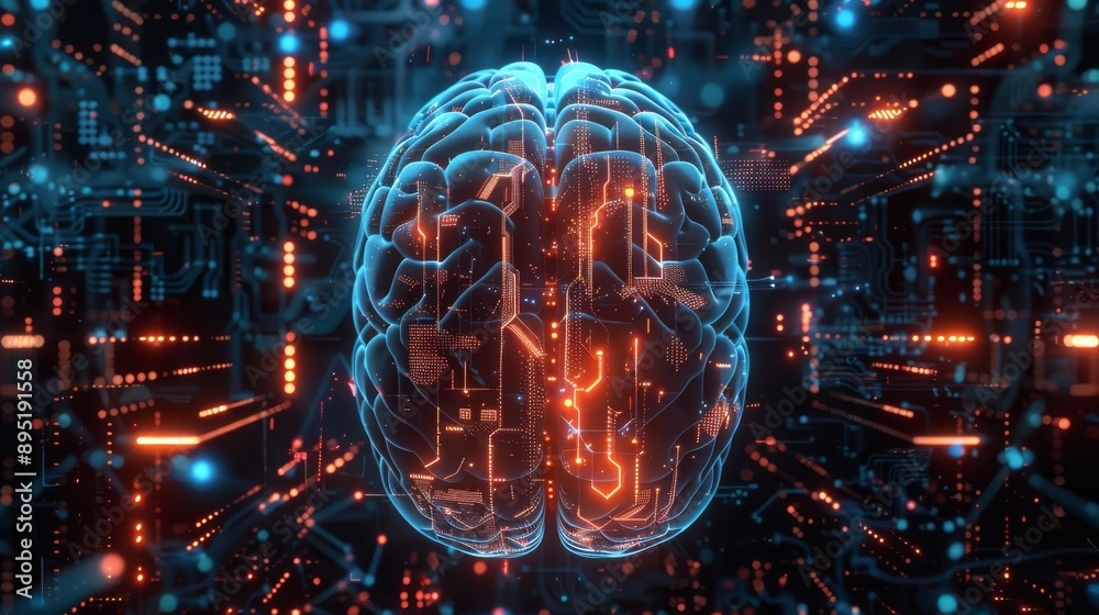 Futuristic 3D illustration of a glowing brain inside a neural network, symbolizing AI and technology. Futuristic 3D illustration of a glowing brain inside a neural network, symbolizing AI and technology.