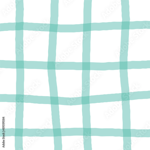 Vector hand drawn cute pastel cottegecore checkered pattern. Doodle Plaid geometrical simple texture. Crossing lines. Abstract cute delicate pattern.