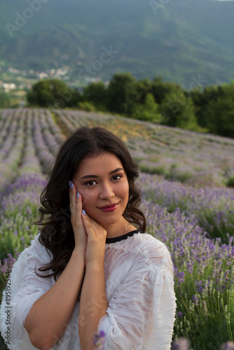  a beautiful girl in lavender fields