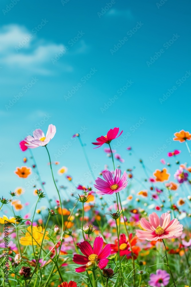 Colorful Wildflower Garden: Nature's Palette blurred background Colorful Wildflower Garden: Nature's Palette blurred background