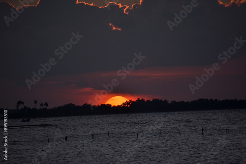 Sunset at Port of Jambukola (Dambakola Patuna), Jaffna, Sri Lanka. photo