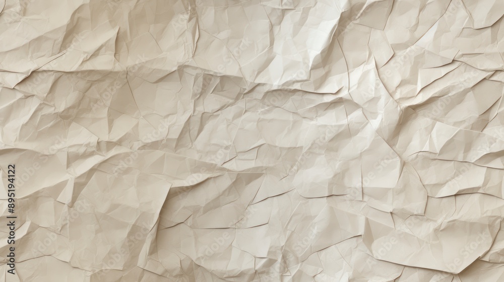 Fototapeta premium White crumpled paper texture background for design with copy space for text or image.