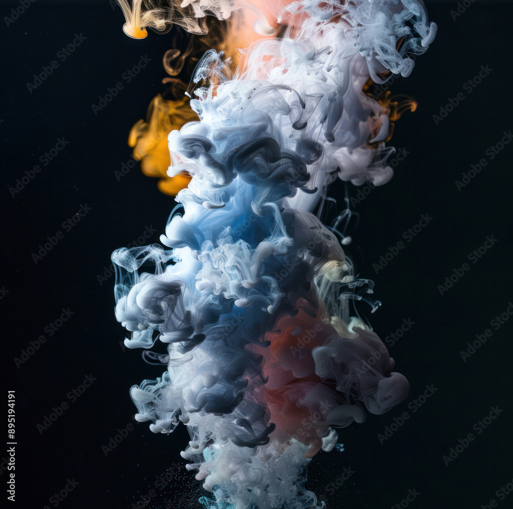 Colored column of smoke on a dark background. Abstract wallpaper. Colored column of smoke on a dark background. Abstract wallpaper.