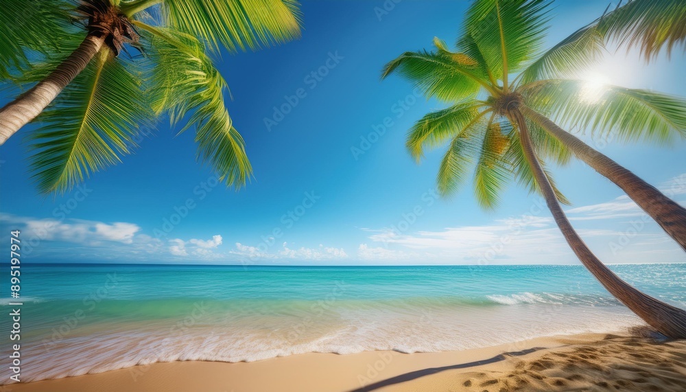 Beautiful beach sand and palm trees Beautiful beach sand and palm trees