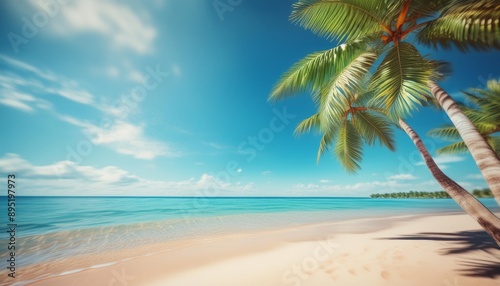 Wallpaper Mural Beautiful beach sand and palm trees Torontodigital.ca