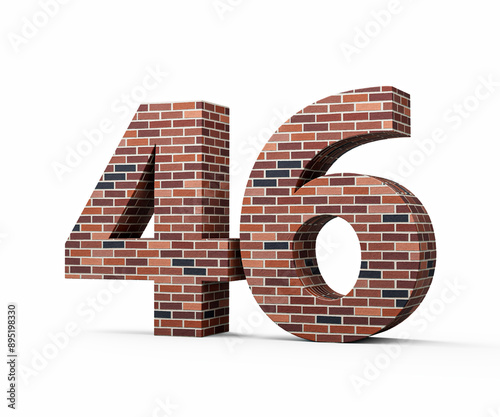 Bricks Wall Number Forty Six 46 Digit Made Of Colored Wall Of Bricks 3D Illustration