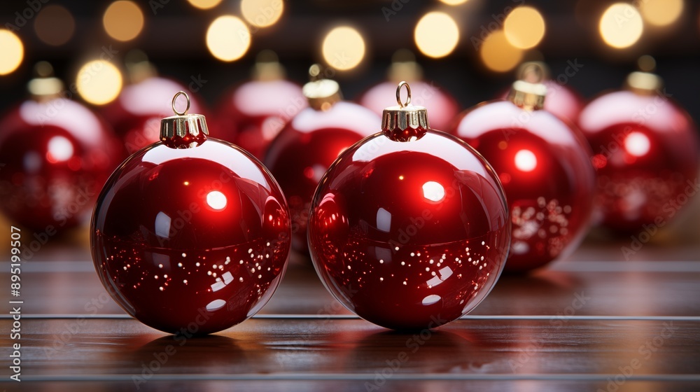 Red christmas decoration balls. Red christmas decoration balls.