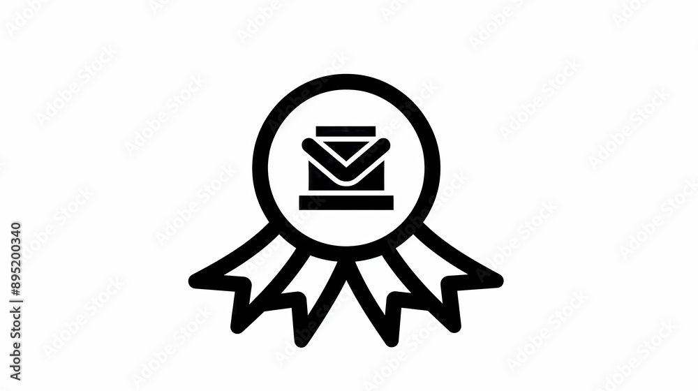 An Award Ribbon Icon Featuring an Envelope Symbol Representing Email Achievement An Award Ribbon Icon Featuring an Envelope Symbol Representing Email Achievement