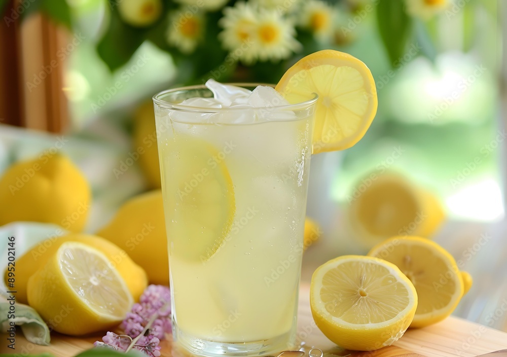 Refreshing Lemonade with Lemon Slices and Ice Refreshing Lemonade with Lemon Slices and Ice