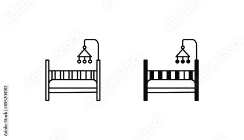 Baby Crib icon design with white background stock illustration