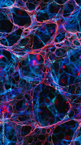 Complex network of interconnected nodes and lines forming a seamless pattern, suggesting advanced technology or scientific data visualization