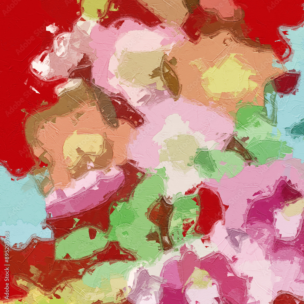 Naklejka premium Oil paintings and various flowers, roses, peonies, cats, dogs, birds, beautiful scenery