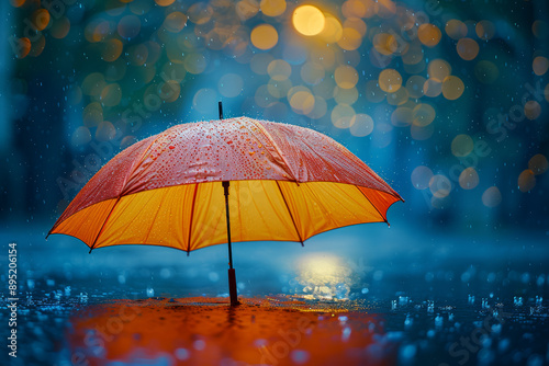 Wallpaper Mural A brightly colored umbrella opened against a backdrop of falling rain. Concept of protection and vibrancy. Generative Ai. Torontodigital.ca