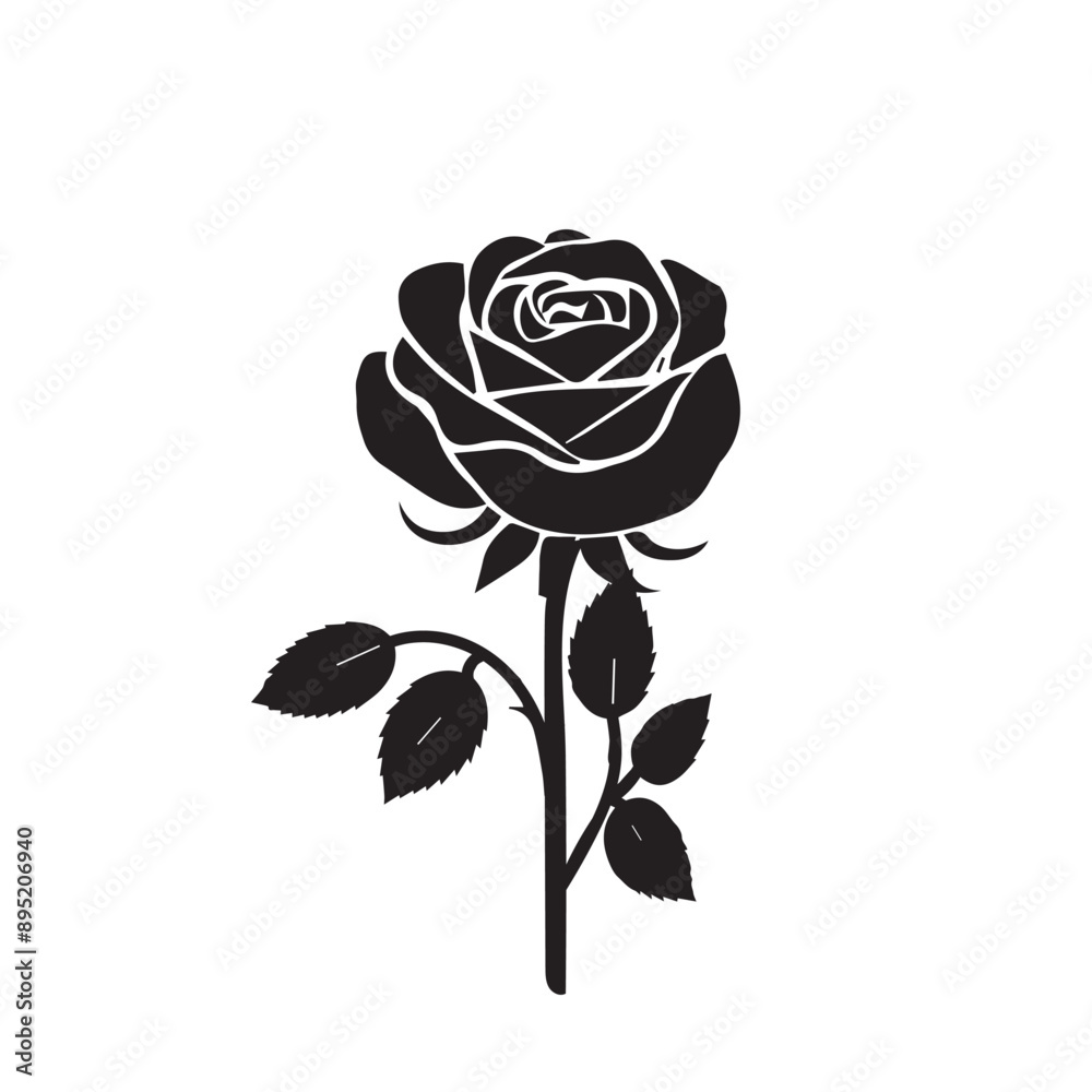 Rose Flower icon. Set of decorative rose silhouettes. Vector illustration rose isolated on white background. Rose Flower icon. Set of decorative rose silhouettes. Vector illustration rose isolated on white background.