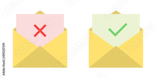 Approved and rejected email message. Good and bad message