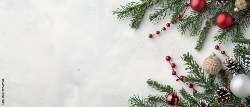 A white background with a Christmas tree decoration A white background with a Christmas tree decoration