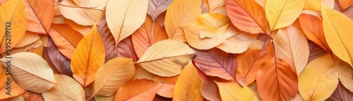 A close up of a pile of orange leaves