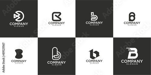 set of collection abstract letter b logo design vector