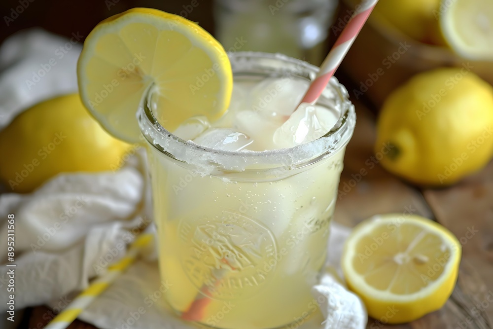 Glass of Lemonade With Lemon Slices and Ice Glass of Lemonade With Lemon Slices and Ice