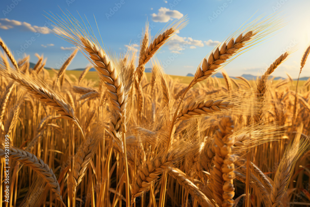 Golden fields of durum wheat, rippling in the wind and ready for harvest, reflecting the essential role of wheat in pasta production. Generative Ai. Golden fields of durum wheat, rippling in the wind and ready for harvest, reflecting the essential role of wheat in pasta production. Generative Ai.