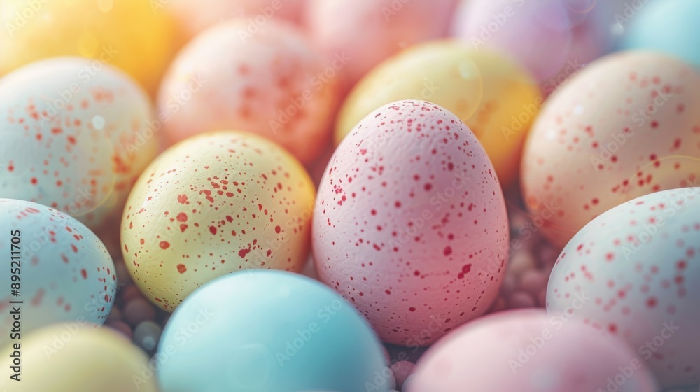 A vibrant, colorful collection of speckled Easter eggs laid out closely together, creating a festive and joyful atmosphere, perfect for Easter celebrations. A vibrant, colorful collection of speckled Easter eggs laid out closely together, creating a festive and joyful atmosphere, perfect for Easter celebrations.