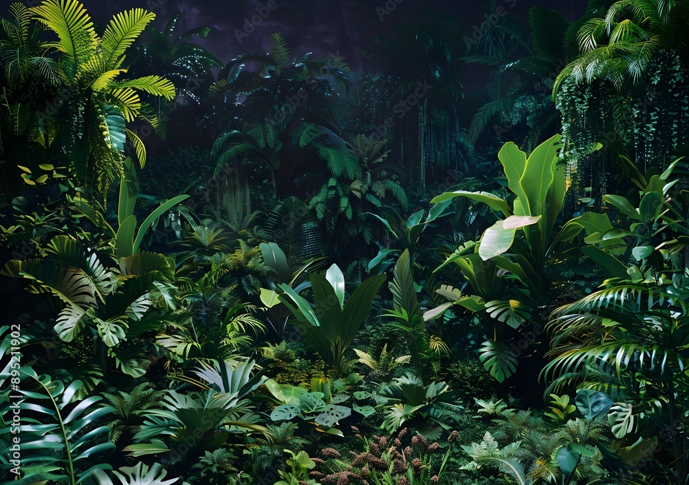 Dense Green Tropical Rainforest Jungle