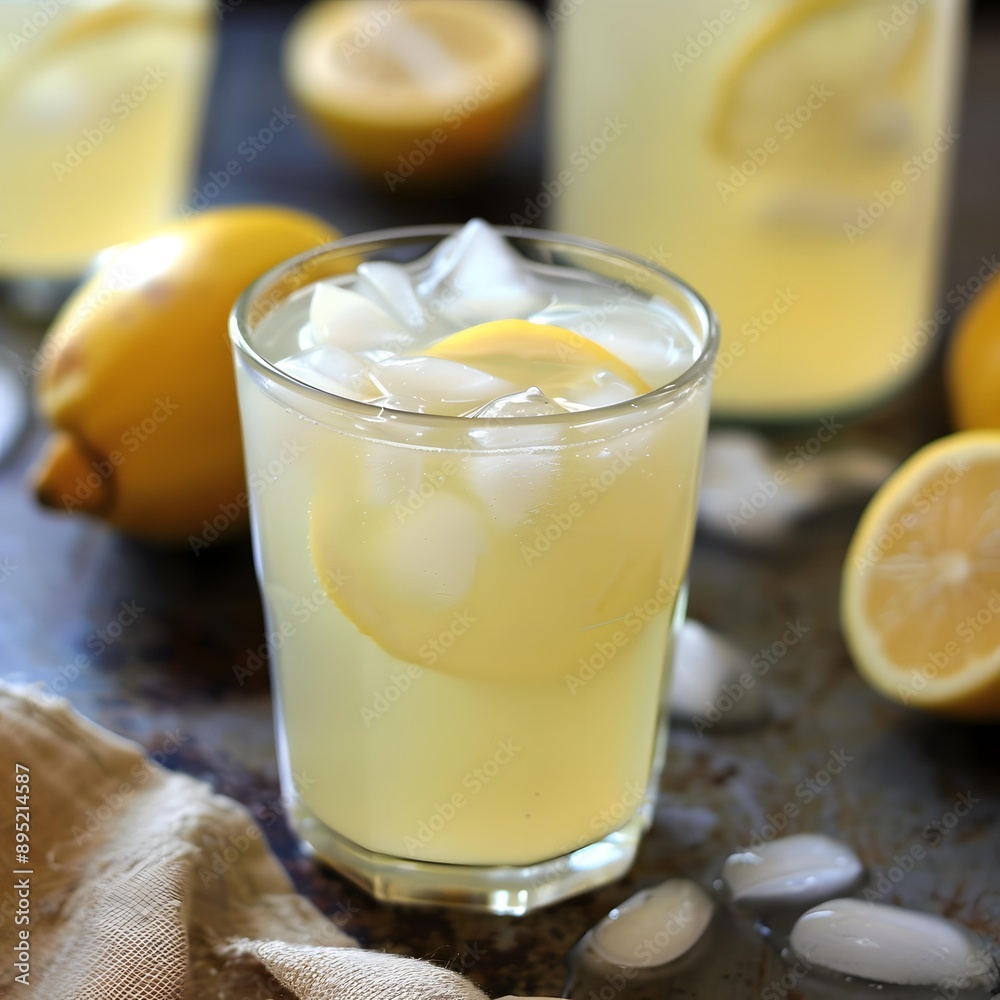 Refreshing Summer Lemonade with Lemon Slices and Ice Cubes Refreshing Summer Lemonade with Lemon Slices and Ice Cubes