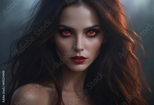 Stunning Portrait of a Brunette with Mesmerizing Red Eyes © Hassan Rehman