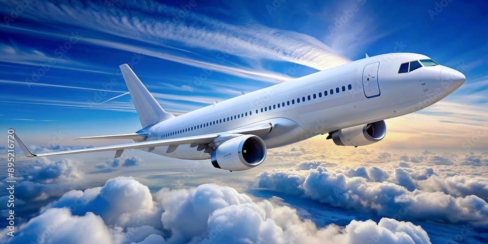 Obraz premium Airplane Flying Above the Clouds.