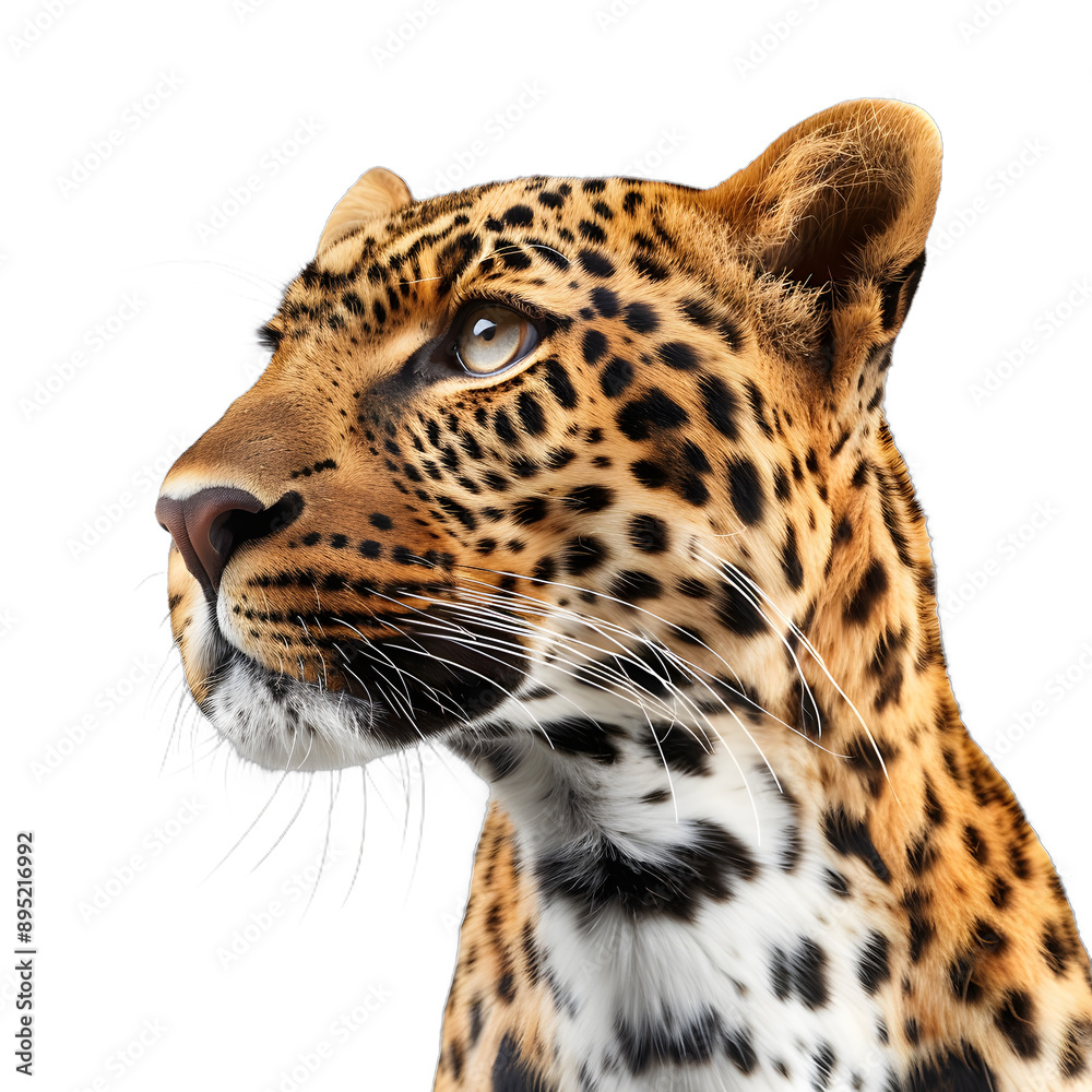 Obraz premium [Transparent Background PNG]Portrait of a Leopard Looking Up