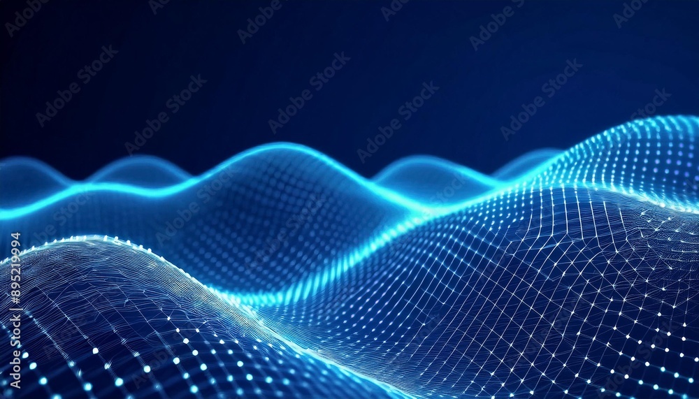 Wave 3d. Wave of particles. Abstract Blue Geometric Background. Big data visualization. Data technology abstract futuristic illustration. 3d rendering Wave 3d. Wave of particles. Abstract Blue Geometric Background. Big data visualization. Data technology abstract futuristic illustration. 3d rendering