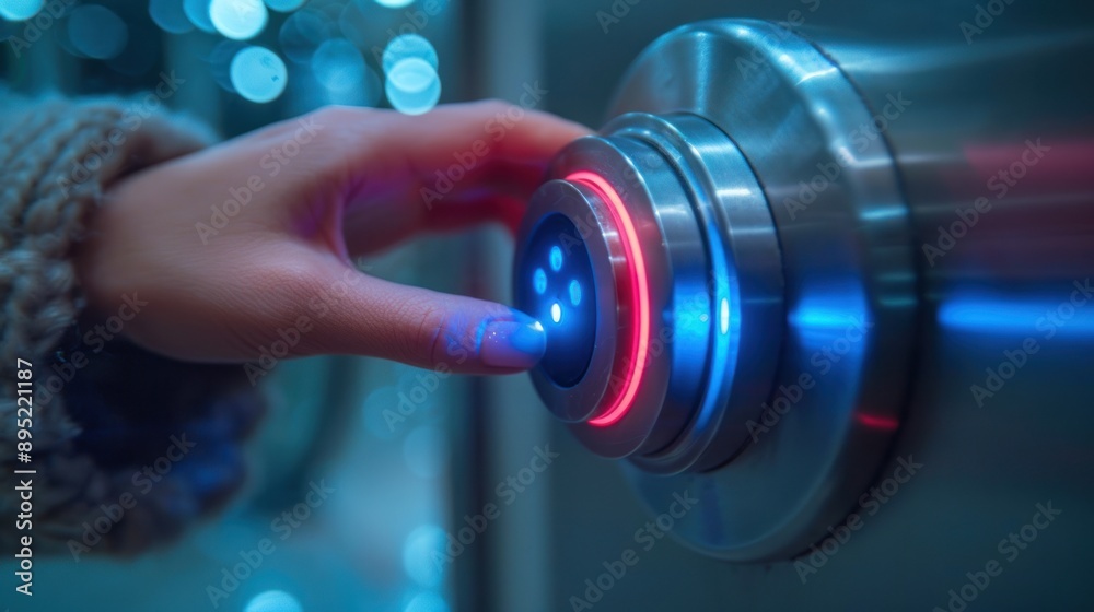 Close-up of a Hand Pressing a Digital Door Lock Close-up of a Hand Pressing a Digital Door Lock