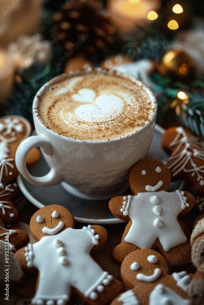 Savor the joy of the holiday season while indulging in coffee and gingerbread in a cozy Christmas setting. Share the festive ambiance with loved ones in a warm atmosphere filled with cheer Savor the joy of the holiday season while indulging in coffee and gingerbread in a cozy Christmas setting. Share the festive ambiance with loved ones in a warm atmosphere filled with cheer