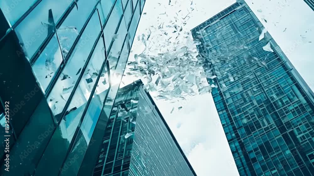 modern office building window explosion