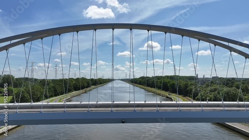 Aerial video over the Neerbuul river and bridge in Westerlo Belgium photo