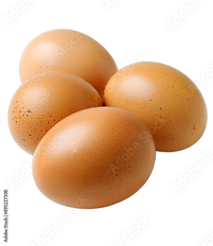 [Transparent Background PNG]Four brown eggs on white background