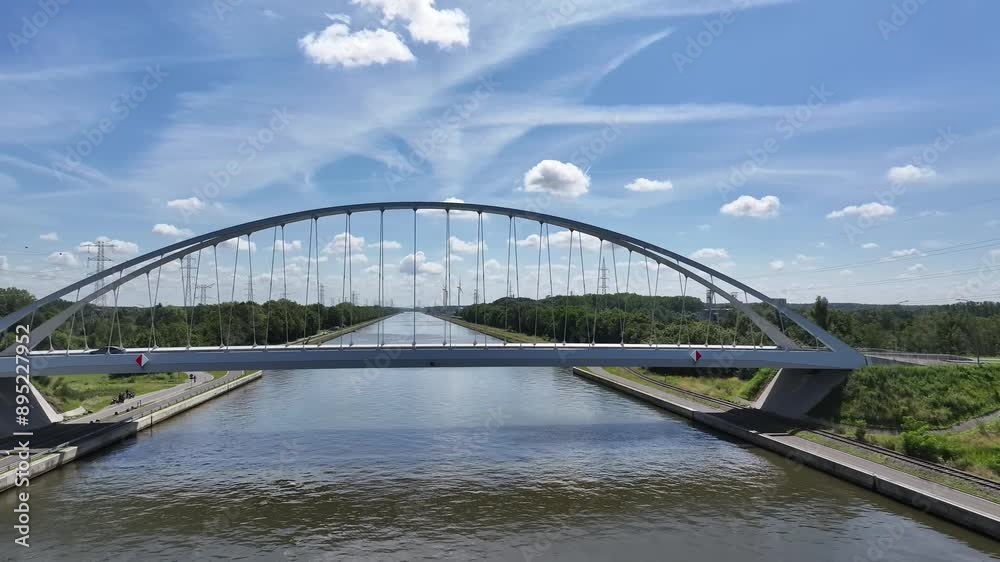 Aerial video over the Neerbuul river and bridge in Westerlo Belgium Aerial video over the Neerbuul river and bridge in Westerlo Belgium