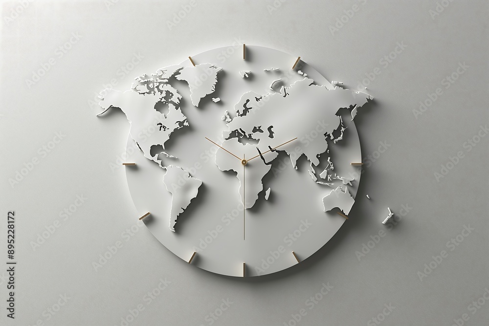 Clock as a world map, global synchronization, interconnectedness, time ...