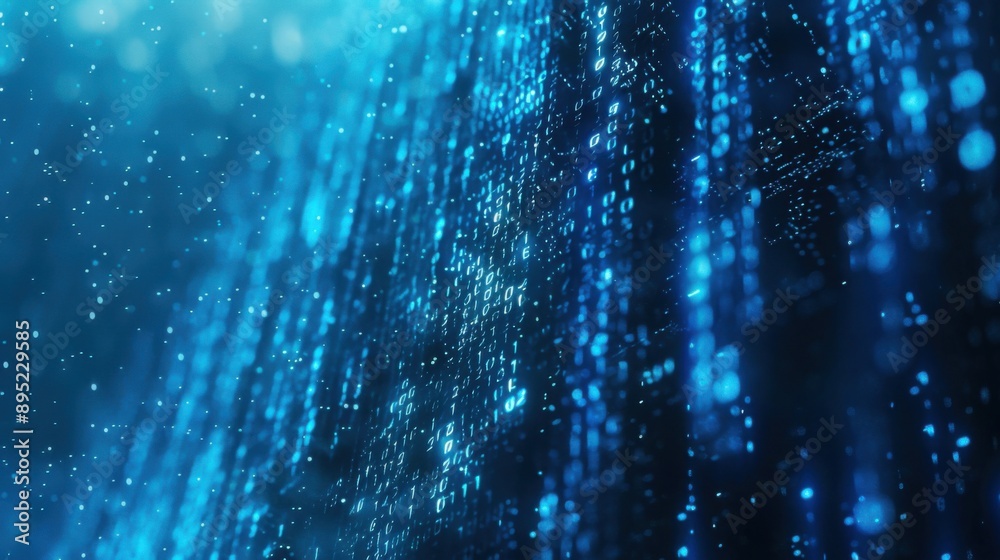The image showcases a blue digital binary data stream on a computer screen, presenting a futuristic and tech-inspired background. The image showcases a blue digital binary data stream on a computer screen, presenting a futuristic and tech-inspired background.
