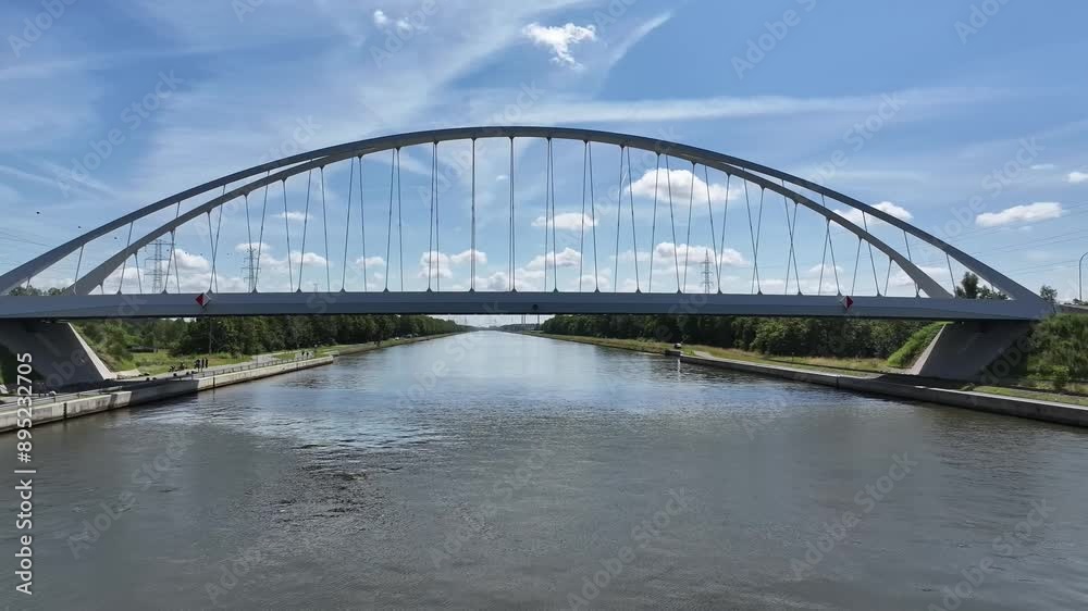 Aerial video over the Neerbuul river and bridge in Westerlo Belgium Aerial video over the Neerbuul river and bridge in Westerlo Belgium