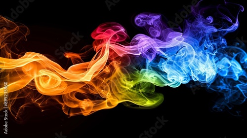 Colorful smoke is creating an abstract background on black backdrop