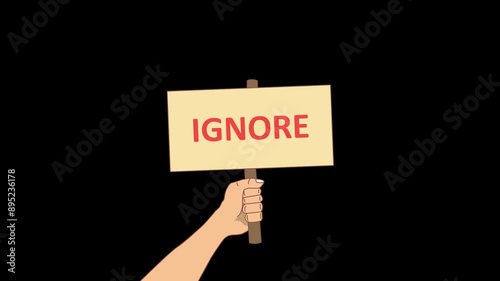 a hand holding a sign with ignore text